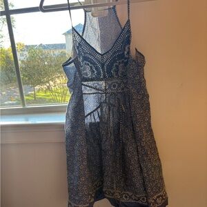 Chloe Blue Patterned Backless Dress